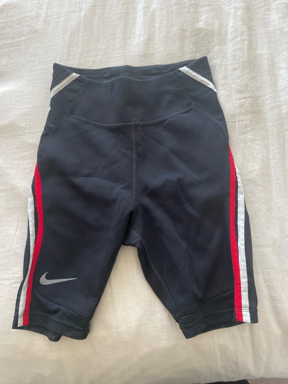 Nike Black Bike Shorts with Red and White Side Stripes